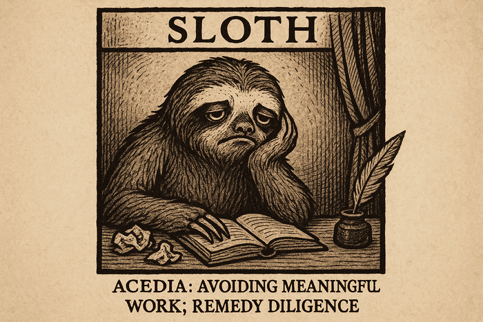 Sloth (Acedia): Avoiding meaningful work; remedy diligence.